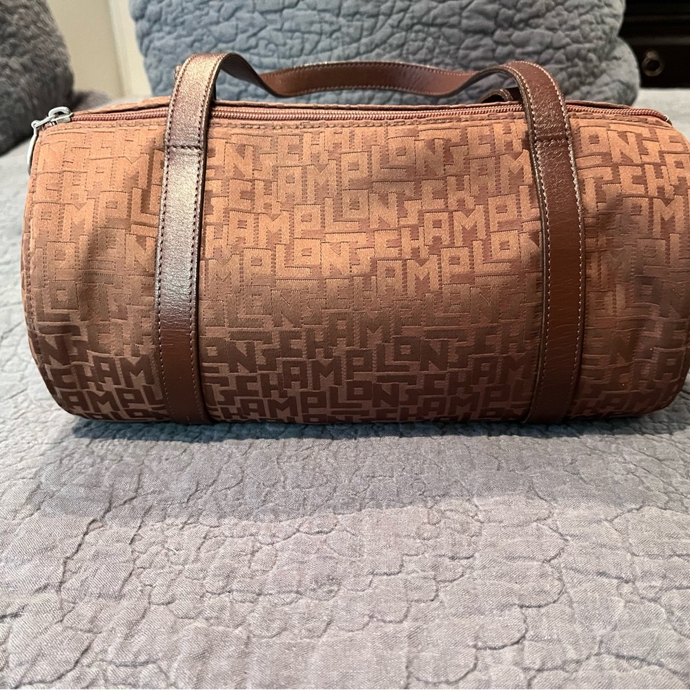 Longchamp Signature Jacquard Round Shoulder Bag - Brown